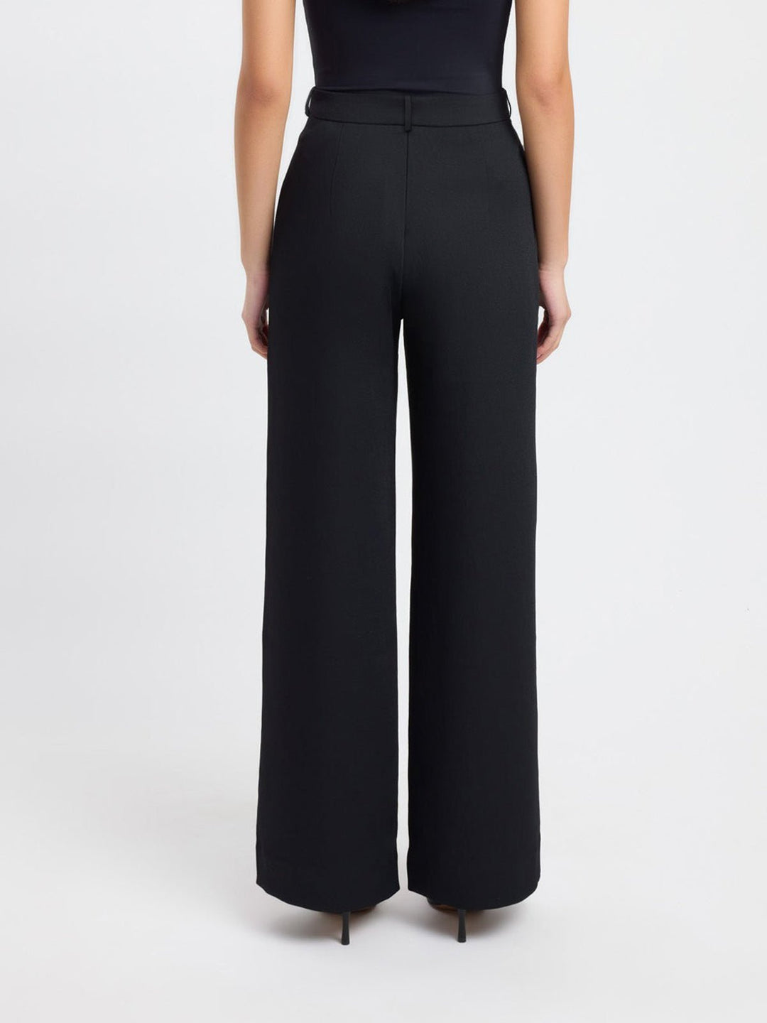 High-Waisted Wide-Leg Trousers | Polyester Blend | Office Ready