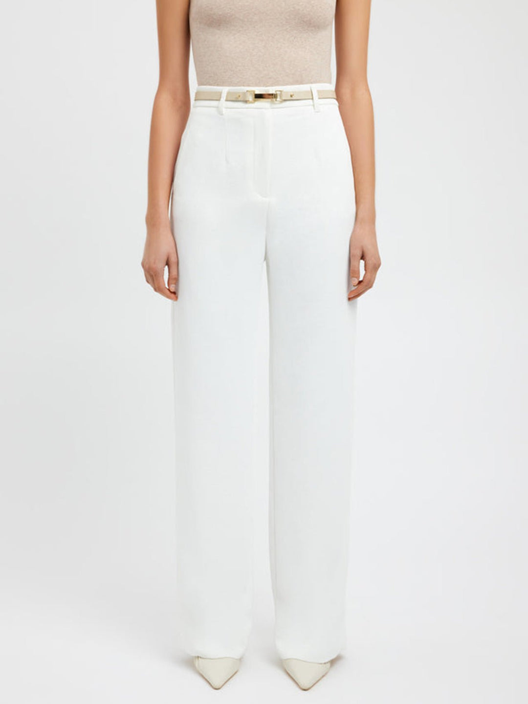 High-Waisted Wide-Leg Trousers | Polyester Blend | Office Ready