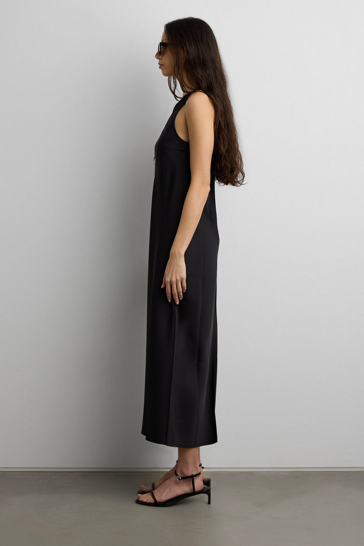 SLEEVELESS MIDI SATIN DRESS