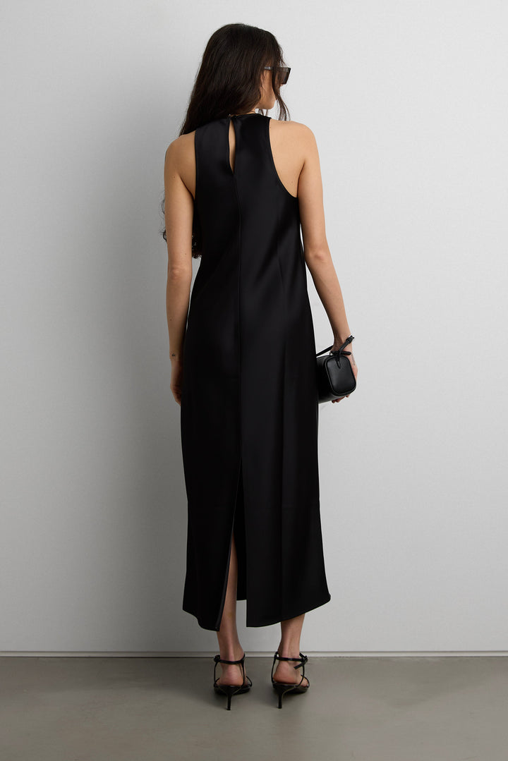 SLEEVELESS MIDI SATIN DRESS
