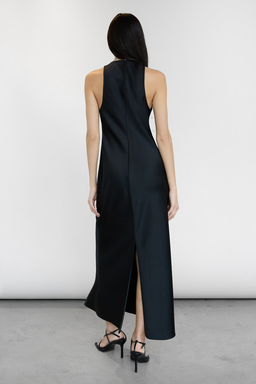 SLEEVELESS MIDI SATIN DRESS