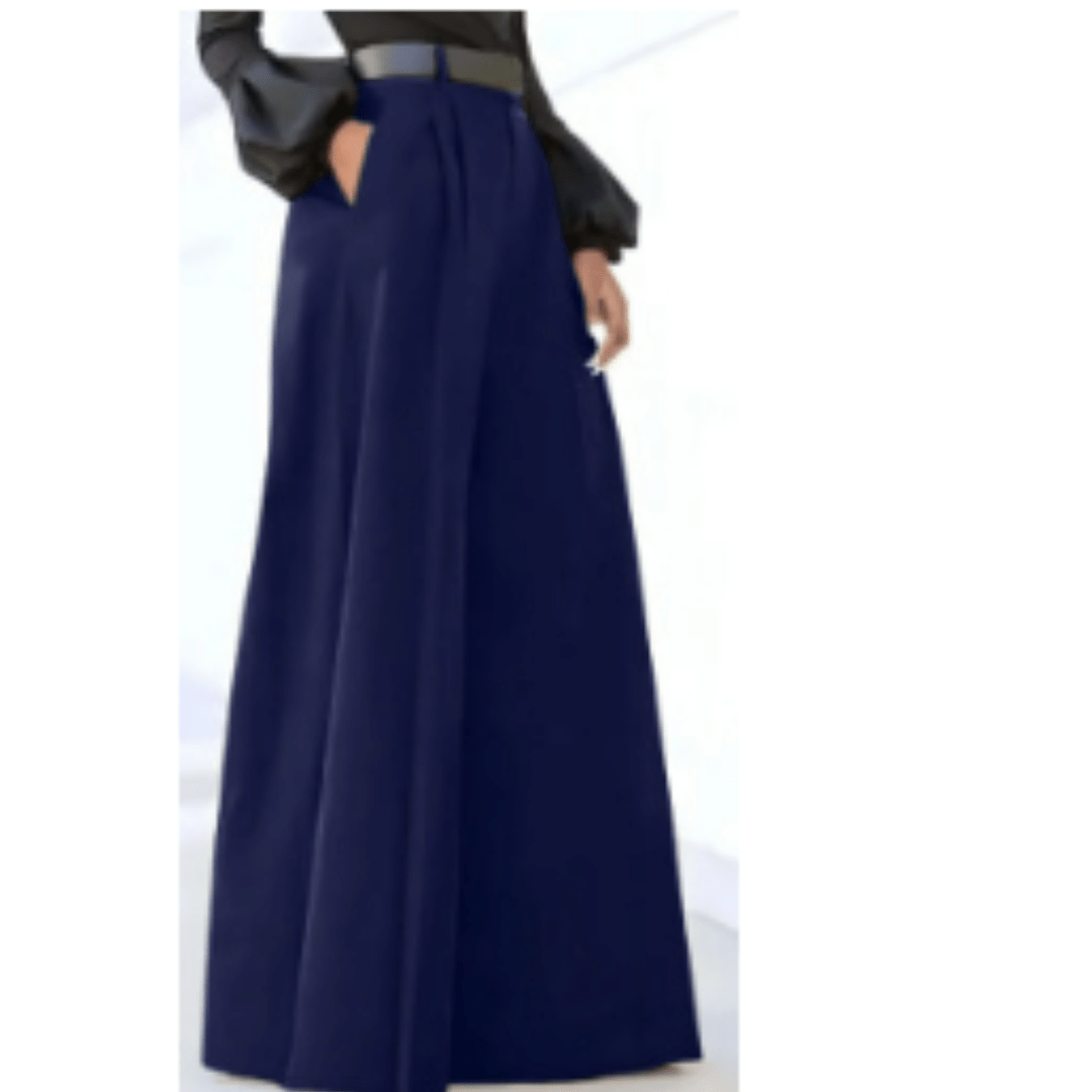 High-Waisted Wide-Leg Trousers | Tailored Pleat Front | Flowy Formal Fit