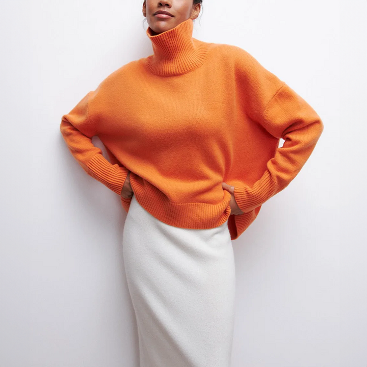 Micheline - Chic Sweater with Ribbed Pockets for Women