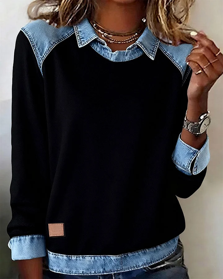 Norvella - Elegant Long Sleeve Blouse with Lapel Collar